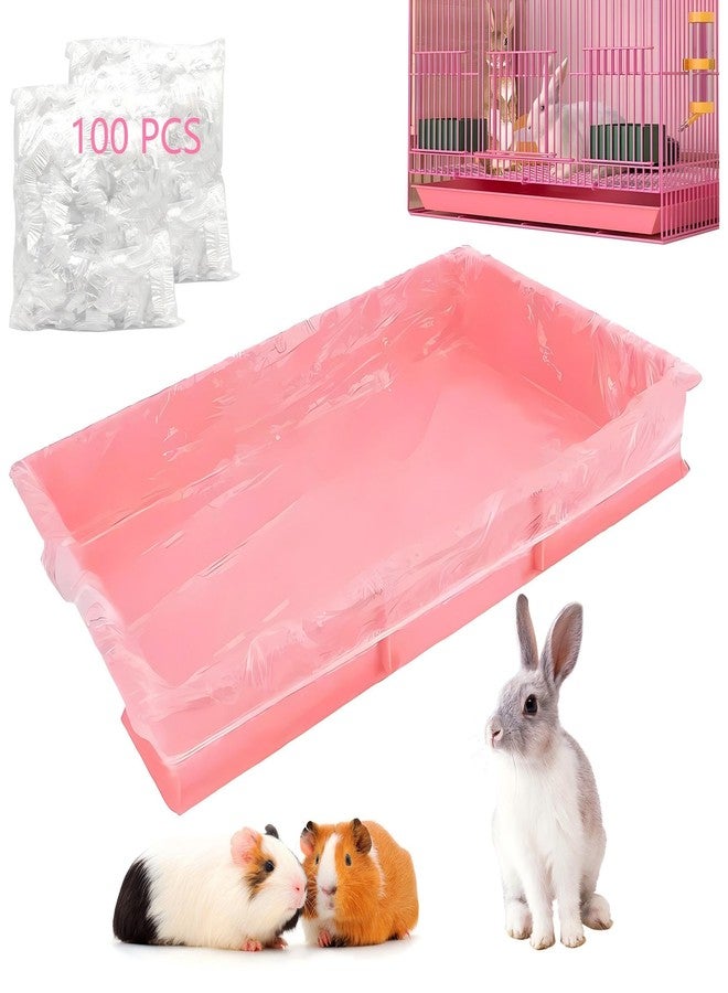 brougetme Disposable Cage Liner Bags (100-Pack) - 26'' X 18'' Clear Plastic Rabbit Cage Liners, Leak-Proof Toilet Film for Bunny, Guinea Pig, Hamster, Hedgehog & Small Animals - Universal Crate Tray Covers for - Image 1
